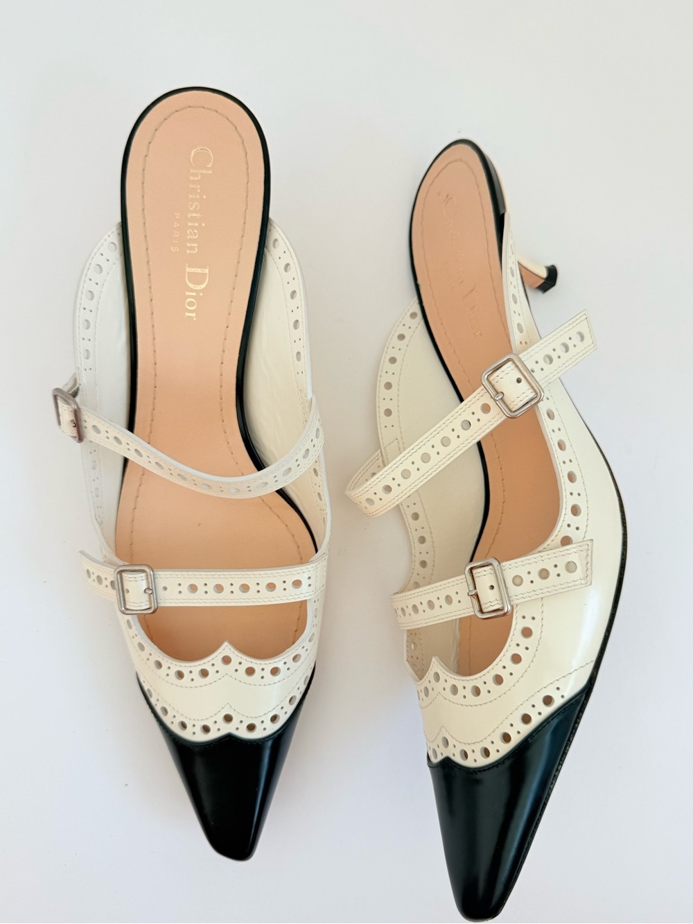 Christian Dior Spectadior 45mm Black Off White Brogue Leather Mules EU 41